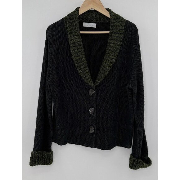 Willow‎ Anthropologie Black Knit Cardigan Sweater Jacket Lagenlook Boho See Pics - Picture 2 of 9